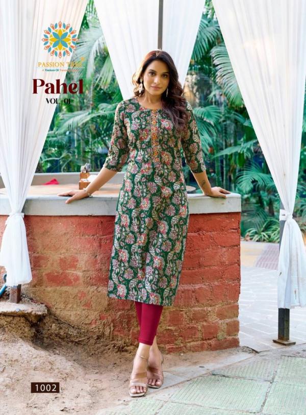 Pahel Vol 1 By Passion Tree Straight Cotton Kurti Collection