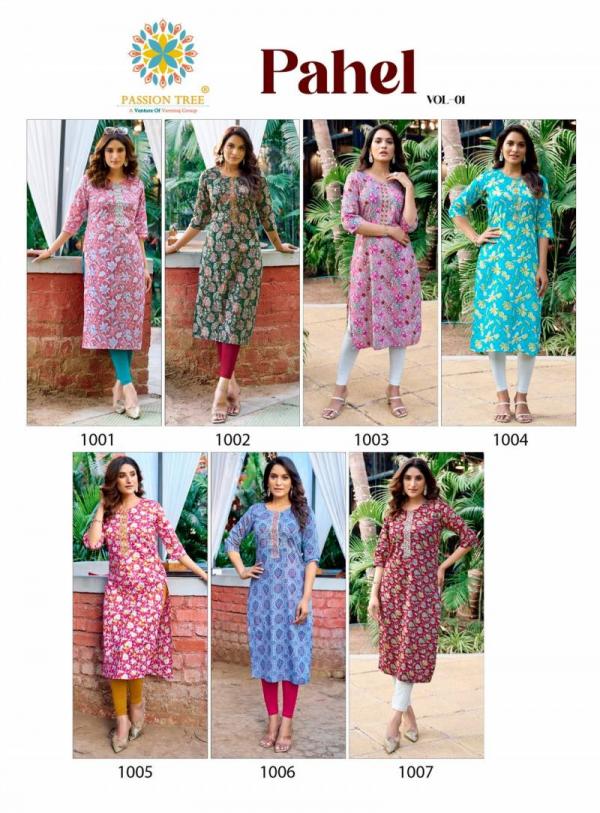 Pahel Vol 1 By Passion Tree Straight Cotton Kurti Collection