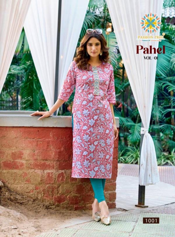 Pahel Vol 1 By Passion Tree Straight Cotton Kurti Collection