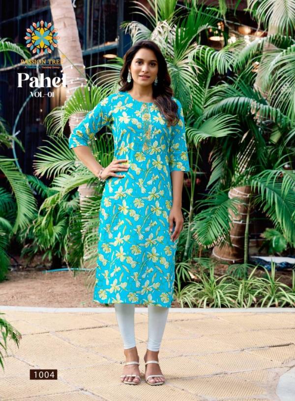 Pahel Vol 1 By Passion Tree Straight Cotton Kurti Collection