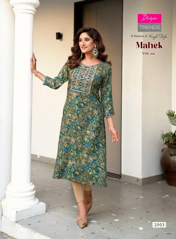 Mahek Vol 2 By Diya Trends Rayon Printed Kurti Collection