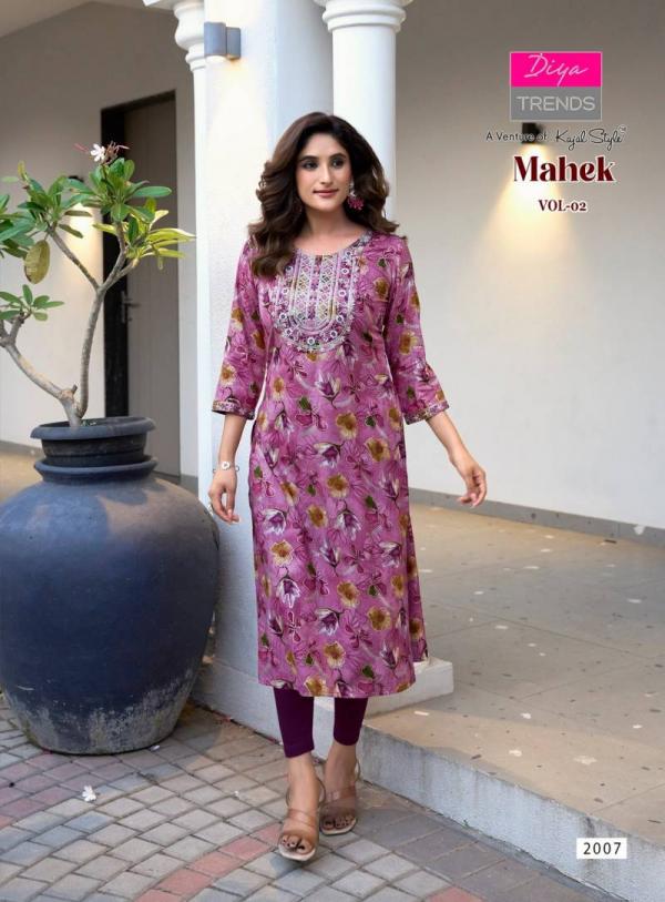 Mahek Vol 2 By Diya Trends Rayon Printed Kurti Collection