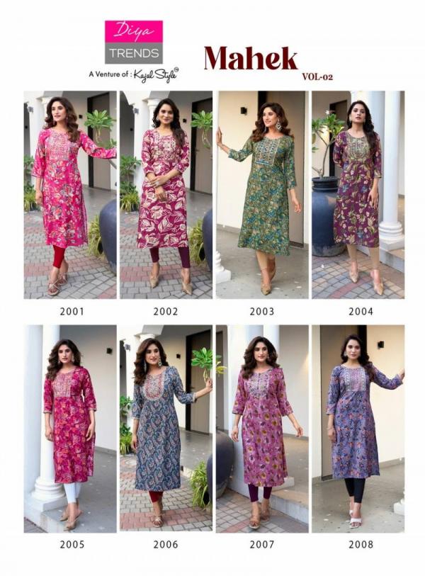 Mahek Vol 2 By Diya Trends Rayon Printed Kurti Collection