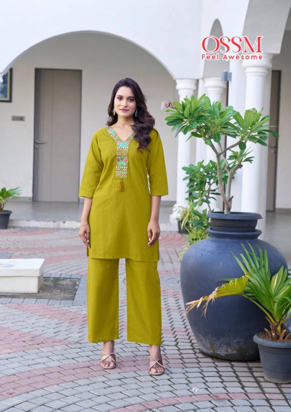 Ossm Sara Cotton Embroidery Work Co Ord Set Collection