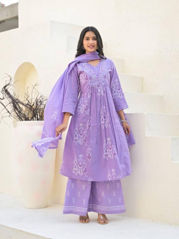 Tanyaa P 334 Mul Cotton A Line Flair Kurti Bottom With Dupatta