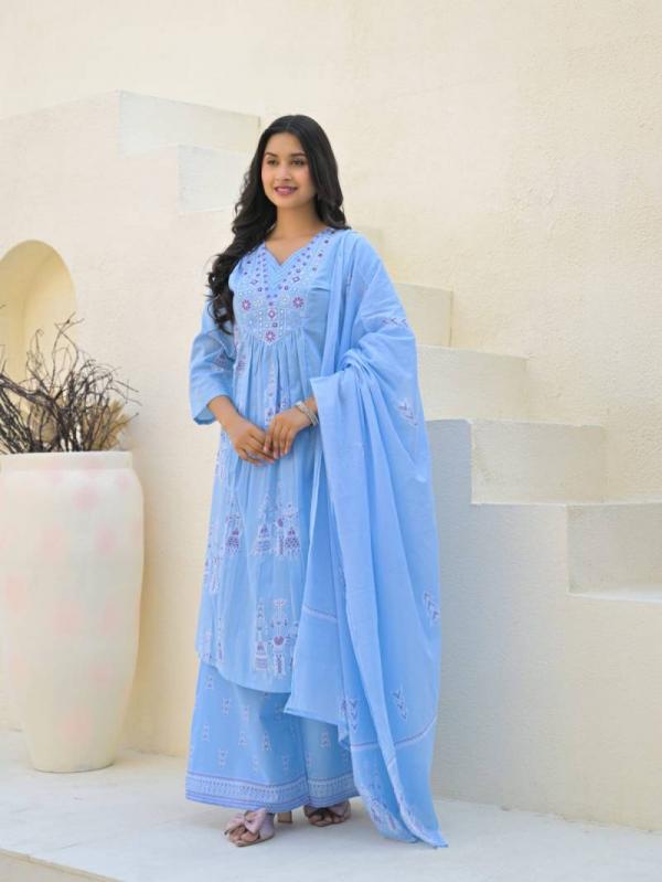 Tanyaa P 332 Mul Cotton With Handwork A Line Flair Readymade Suit