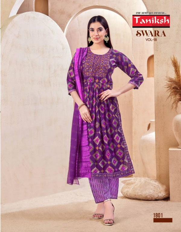 Taniksh Swara Vol 18 Capsule Rayon Kurti Bottom With Dupatta