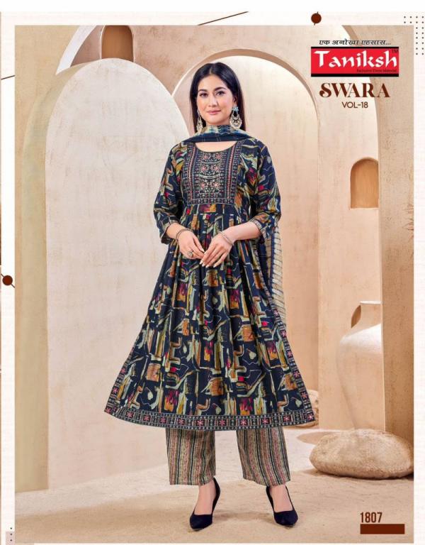 Taniksh Swara Vol 18 Capsule Rayon Kurti Bottom With Dupatta