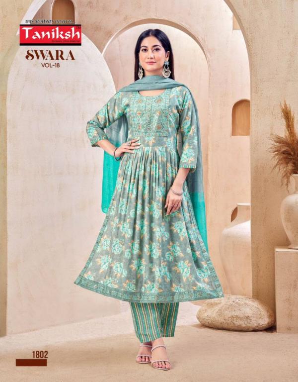 Taniksh Swara Vol 18 Capsule Rayon Kurti Bottom With Dupatta