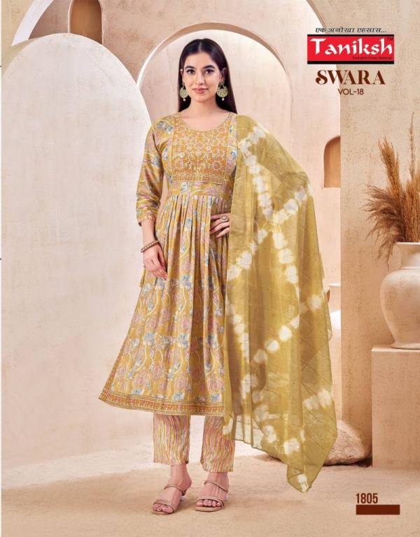 Taniksh Swara Vol 18 Capsule Rayon Kurti Bottom With Dupatta
