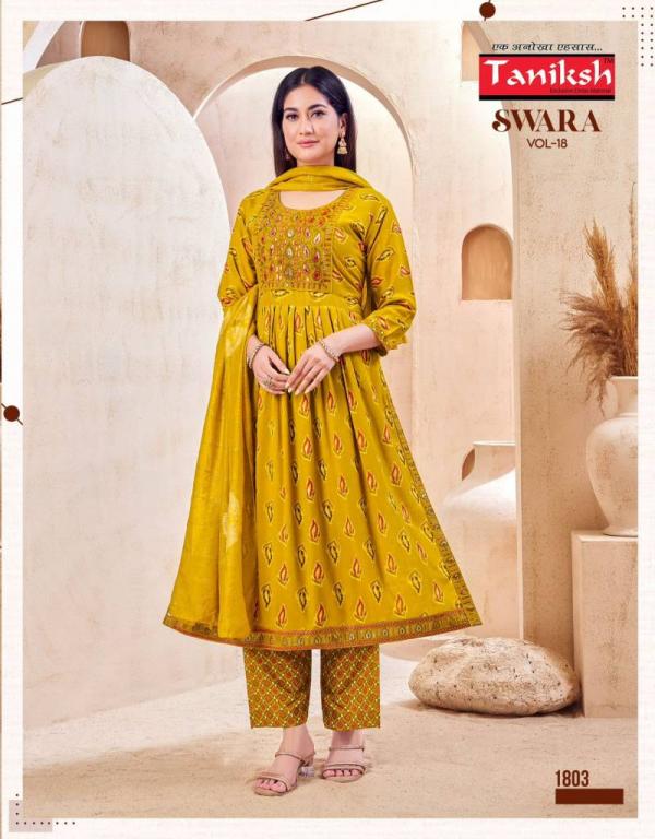 Taniksh Swara Vol 18 Capsule Rayon Kurti Bottom With Dupatta