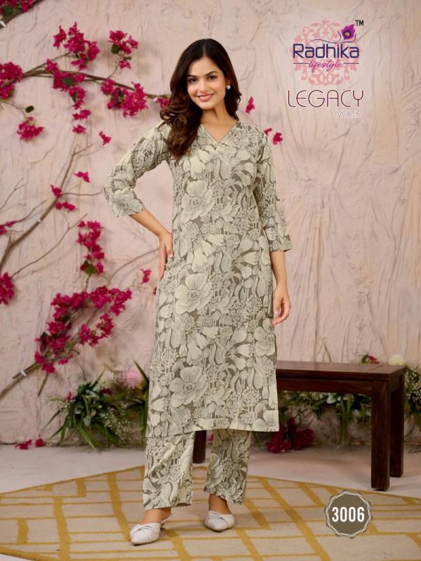 Radhika Legacy Vol 3 Rayon Printed Co Ord Set Collection
