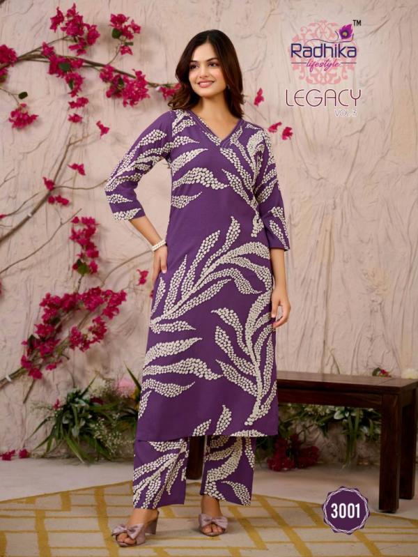 Radhika Legacy Vol 3 Rayon Printed Co Ord Set Collection