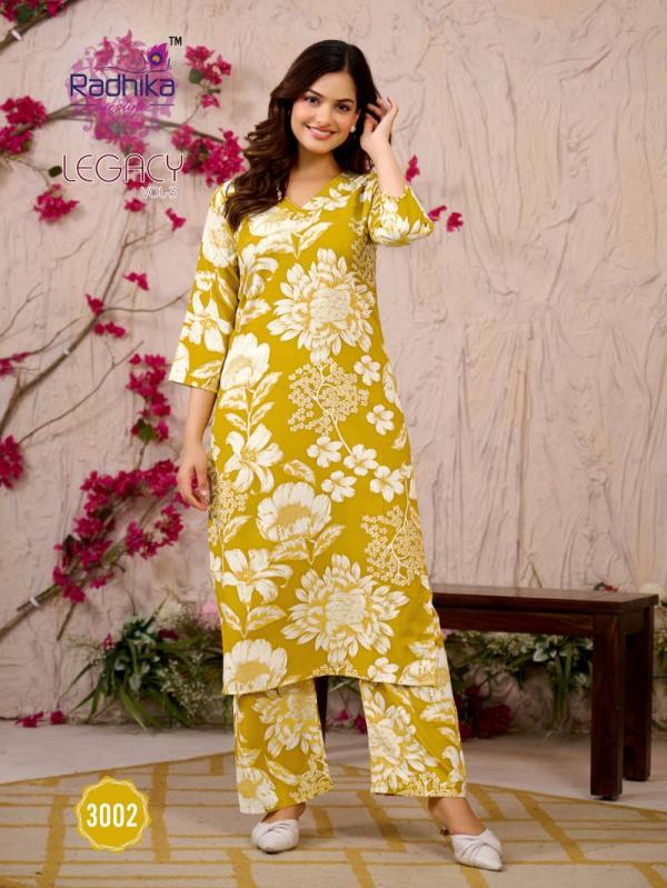 Radhika Legacy Vol 3 Rayon Printed Co Ord Set Collection