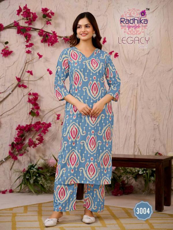 Radhika Legacy Vol 3 Rayon Printed Co Ord Set Collection