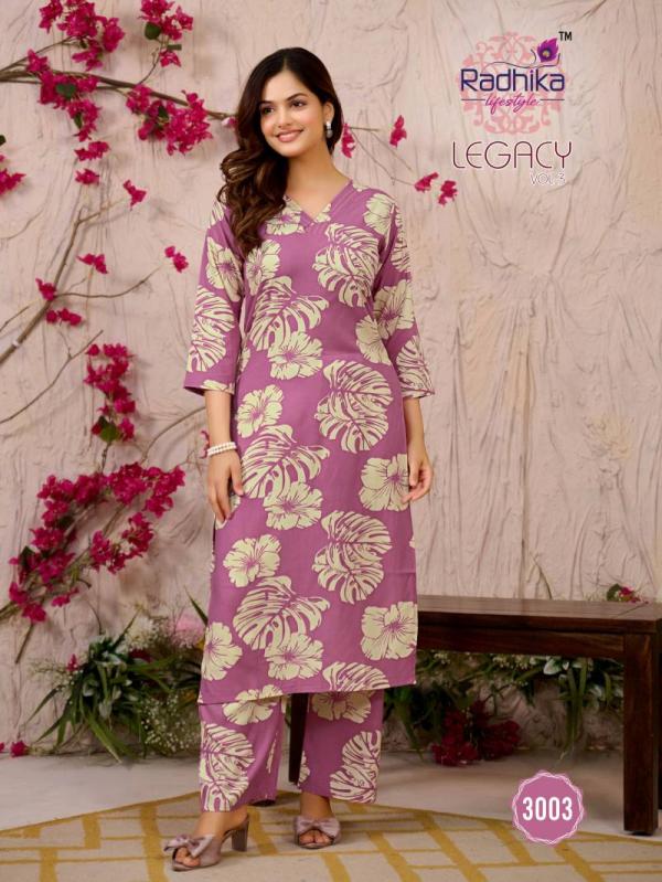 Radhika Legacy Vol 3 Rayon Printed Co Ord Set Collection