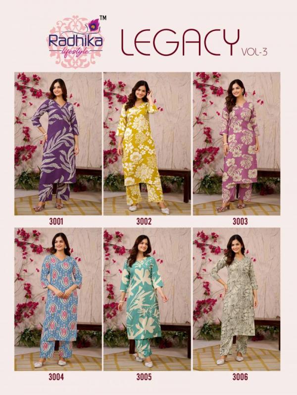 Radhika Legacy Vol 3 Rayon Printed Co Ord Set Collection