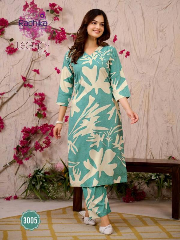 Radhika Legacy Vol 3 Rayon Printed Co Ord Set Collection