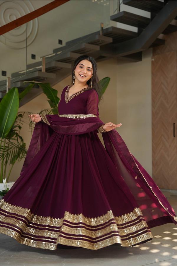 Jf 2492 Designer Faux Blooming Gown With Dupatta Collection