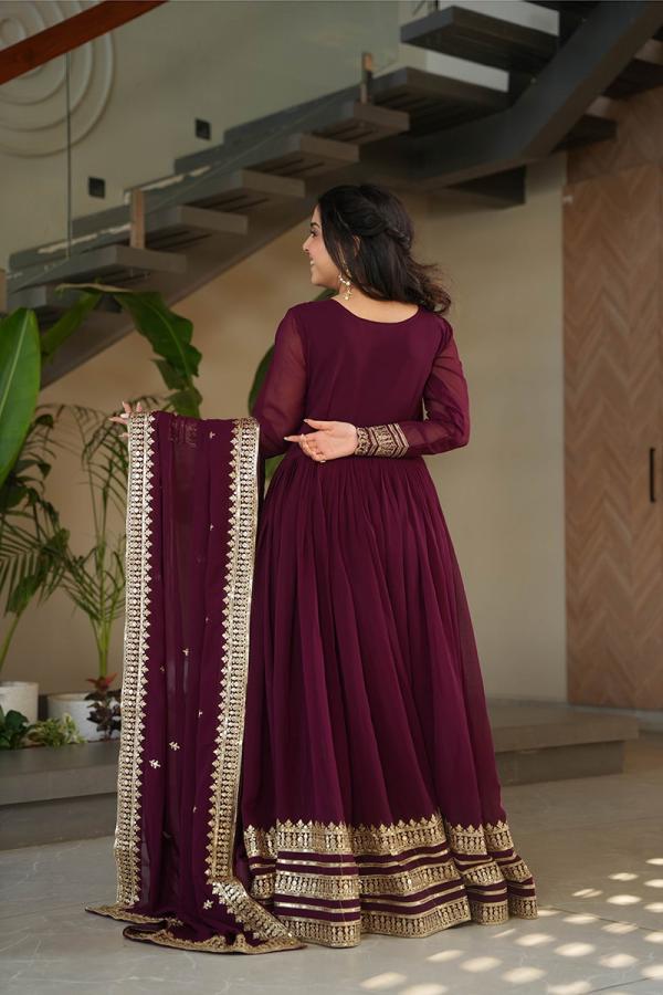 Jf 2492 Designer Faux Blooming Gown With Dupatta Collection