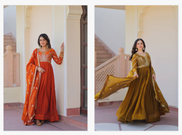 Luna Vol 51 Beautiful Georgette Embroidered Gown With Dupatta