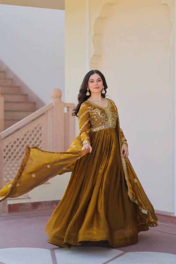 Luna Vol 51 Beautiful Georgette Embroidered Gown With Dupatta