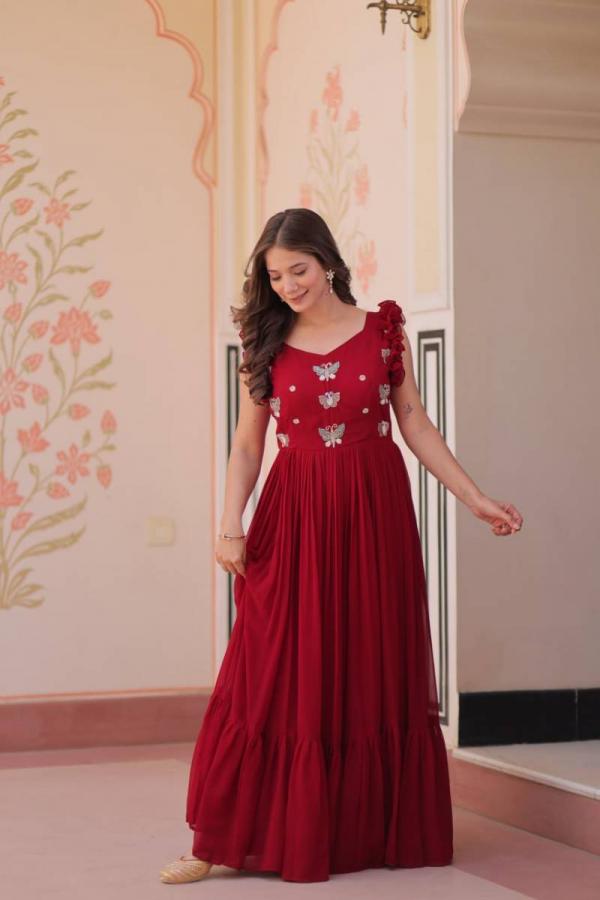 Luna vol 49 Faux Georgette Embroidered Stylish Gown Collection