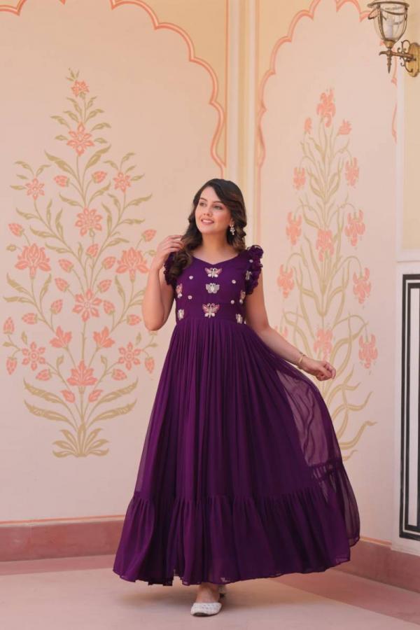 Luna vol 49 Faux Georgette Embroidered Stylish Gown Collection