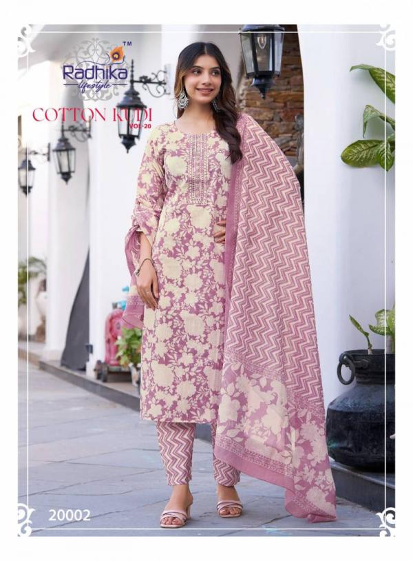 Radhika Cotton Kudi Vol 20 Cotton Kurti Pant With Dupatta Collection