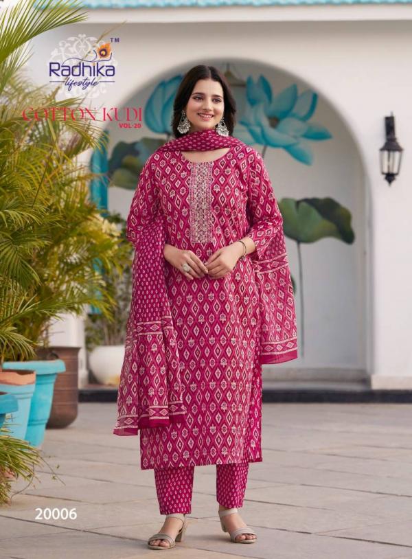 Radhika Cotton Kudi Vol 20 Cotton Kurti Pant With Dupatta Collection