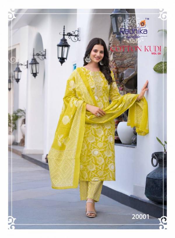 Radhika Cotton Kudi Vol 20 Cotton Kurti Pant With Dupatta Collection