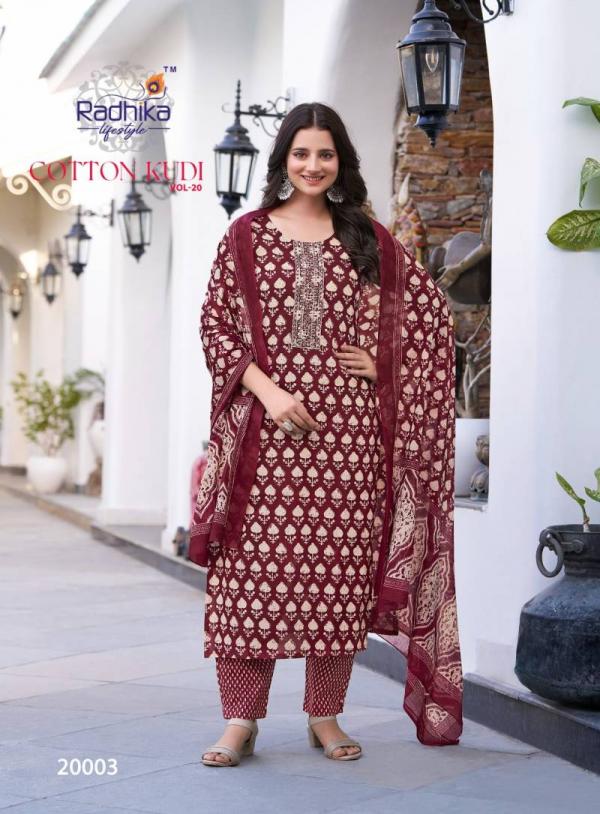 Radhika Cotton Kudi Vol 20 Cotton Kurti Pant With Dupatta Collection