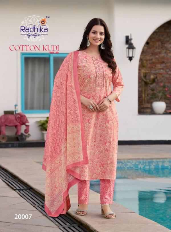 Radhika Cotton Kudi Vol 20 Cotton Kurti Pant With Dupatta Collection