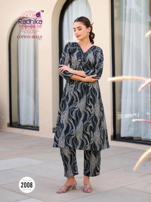 Radhika Cotton Bells Vol 2 Cotton Foil Printed Kurti With Bottom Collection