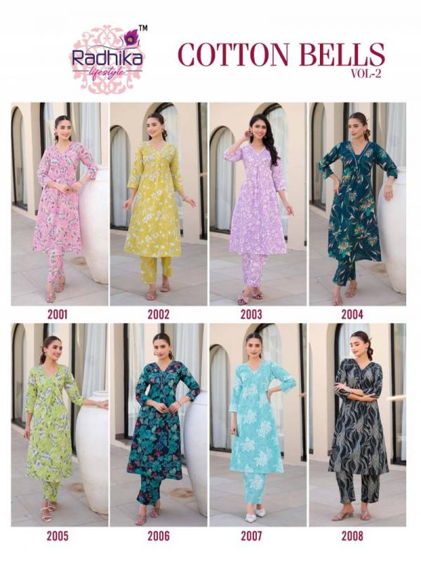 Radhika Cotton Bells Vol 2 Cotton Foil Printed Kurti With Bottom Collection