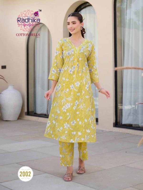 Radhika Cotton Bells Vol 2 Cotton Foil Printed Kurti With Bottom Collection