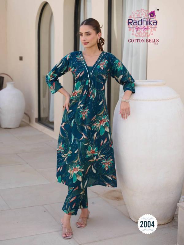 Radhika Cotton Bells Vol 2 Cotton Foil Printed Kurti With Bottom Collection