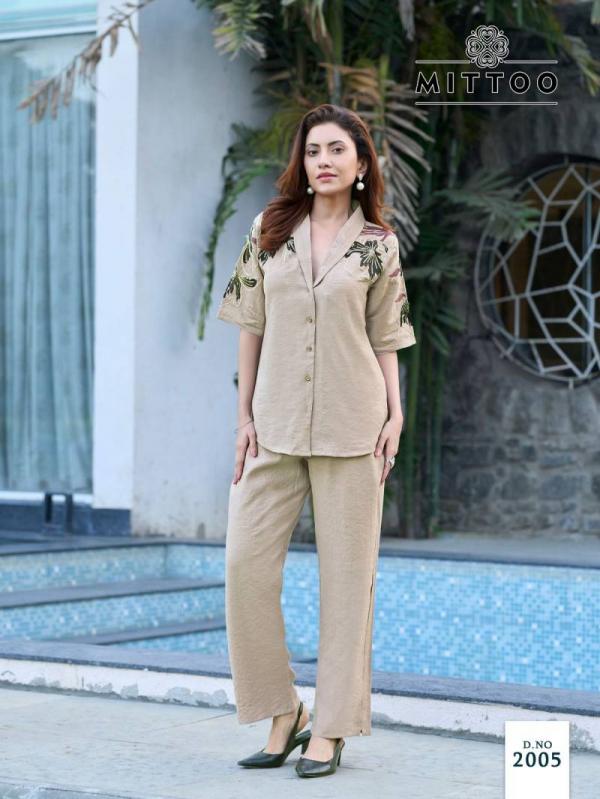 Mittoo Daizy Viscose Crepe Fancy Co Ord Set Collection