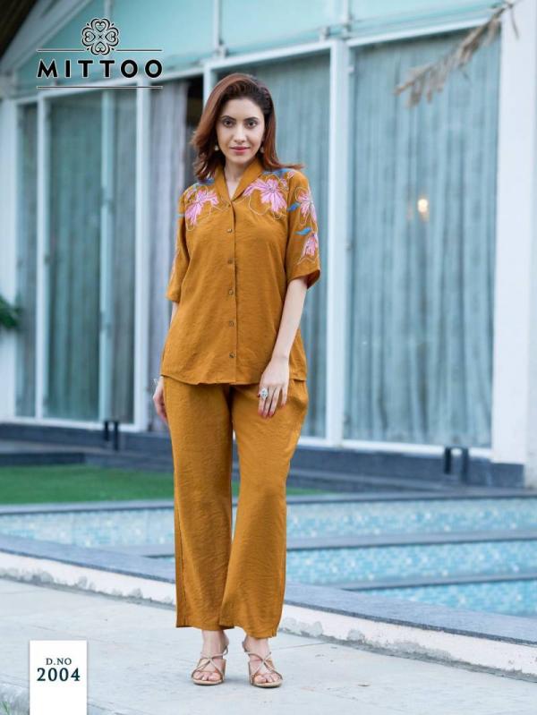 Mittoo Daizy Viscose Crepe Fancy Co Ord Set Collection