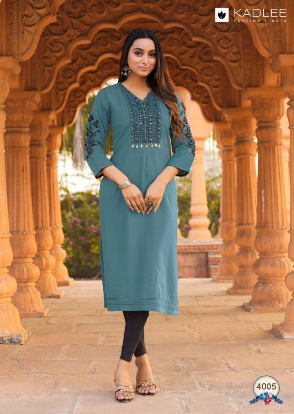 Kadlee Ladlee Rayon Thread With Handwork Kurti Collection