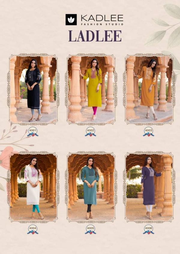Kadlee Ladlee Rayon Thread With Handwork Kurti Collection