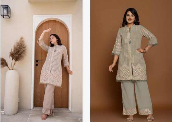 Tanyaa P 355 Georgette Silk With Work Co Ord Set Collection