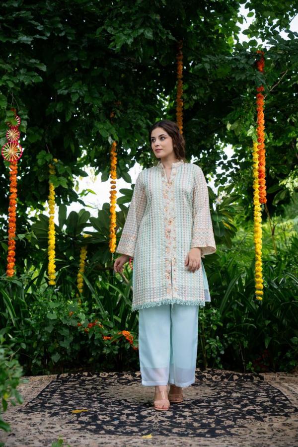 Tanyaa P 353 Georgette Silk Handwork Touchup Co Ord Set Collection