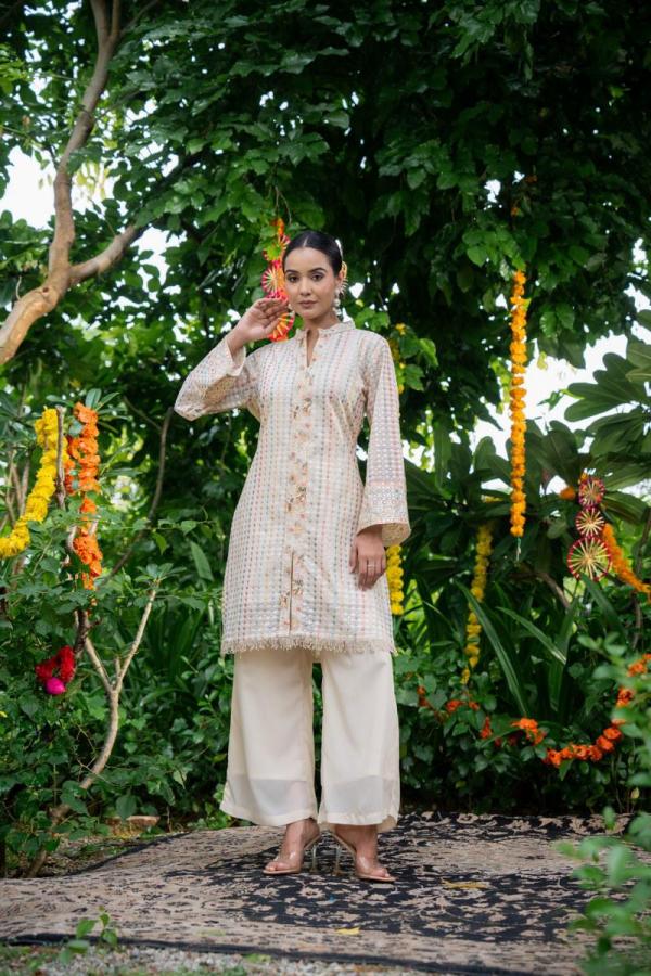 Tanyaa P 353 Georgette Silk Handwork Touchup Co Ord Set Collection