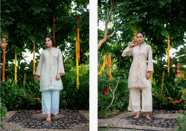 Tanyaa P 353 Georgette Silk Handwork Touchup Co Ord Set Collection