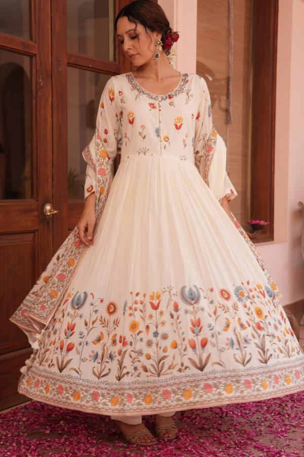 Tanyaa P 342 Cotton Handwork Touchup Anarkali Readymade Suit