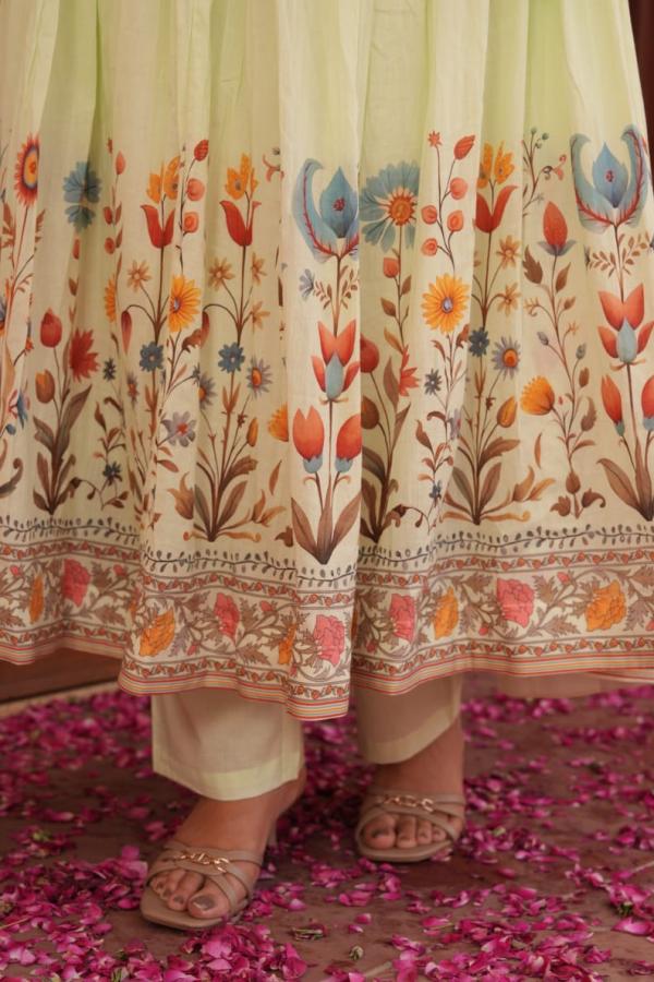 Tanyaa P 341 Cotton Printed Handwork Touchup Anarkali Readymade Suit