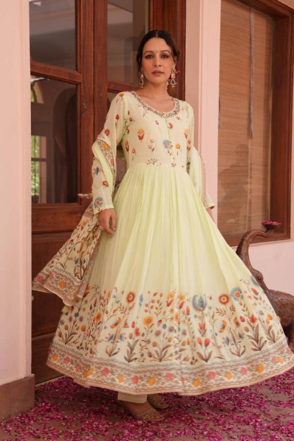 Tanyaa P 341 Cotton Printed Handwork Touchup Anarkali Readymade Suit