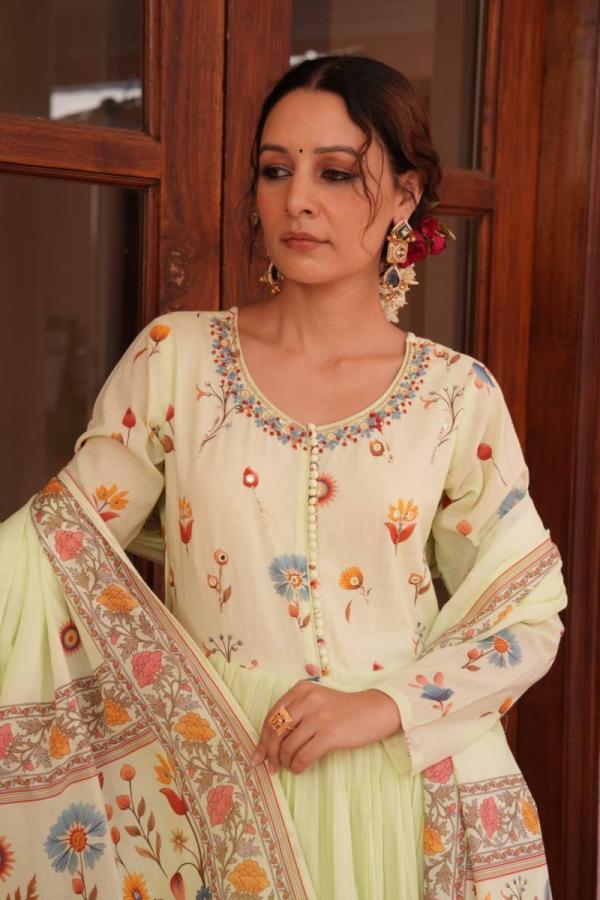 Tanyaa P 341 Cotton Printed Handwork Touchup Anarkali Readymade Suit
