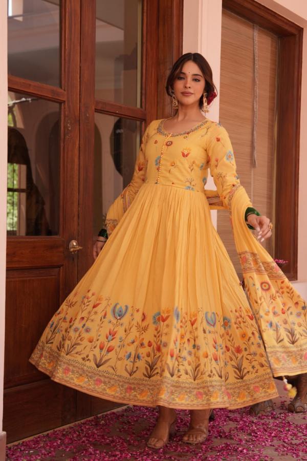 Tanyaa P 340 Cotton Printed Anarkali Kurti Bottom With Dupatta